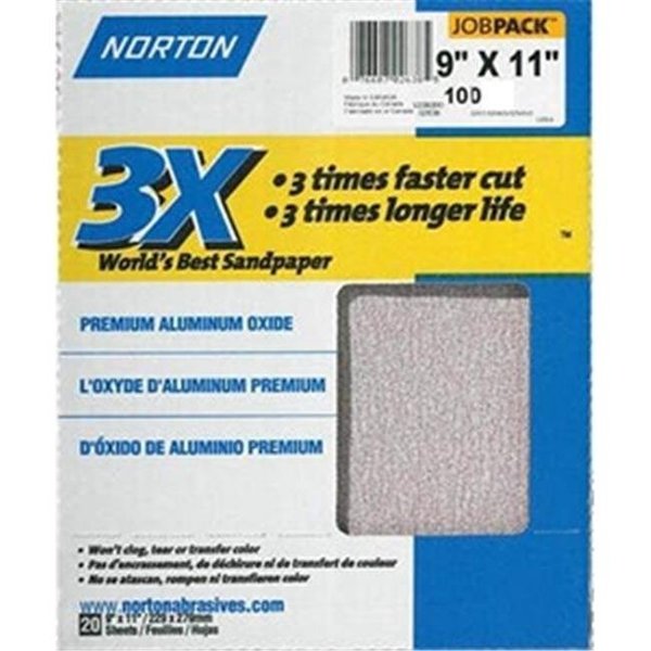 Norton Co Norton 2629 9 x 11 in. 3X P100B Aluminum Oxide Sand Paper -  Pack of 50 76607026293